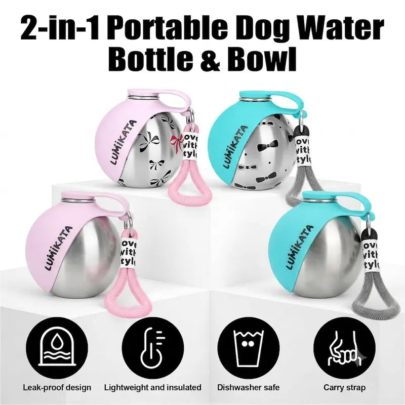 Lumikata 2-in-1 Portable Dog Water Bottle
