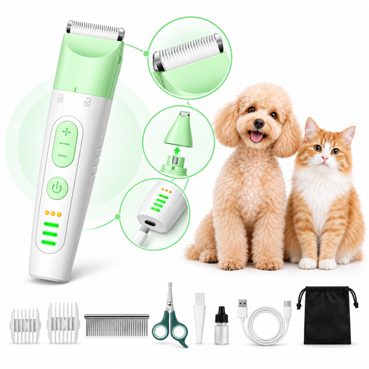 4 in 1 Electric Pet Grooming Kit - Hair Trimmer, Clippers, Nail Grinder for Cats & Dogs