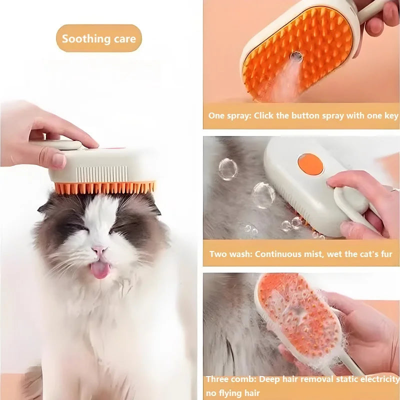 Revolutionary Dog & Cat Steam Brush - Effortless Grooming for Short-Haired Pets!