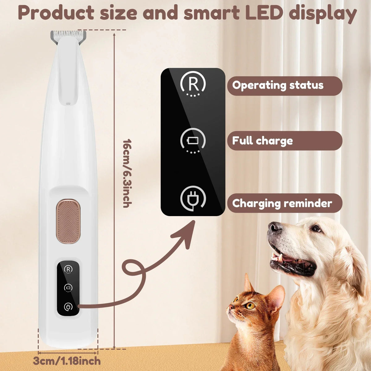 Ultimate Waterproof Dog Paw Trimmer with LED Light - Rechargeable Pet Clippers for Precision Grooming